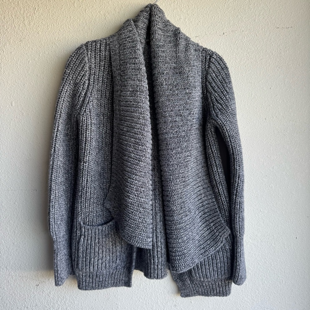 J. Crew Gray Shawl Collar Open-Front Cardigan size S/M